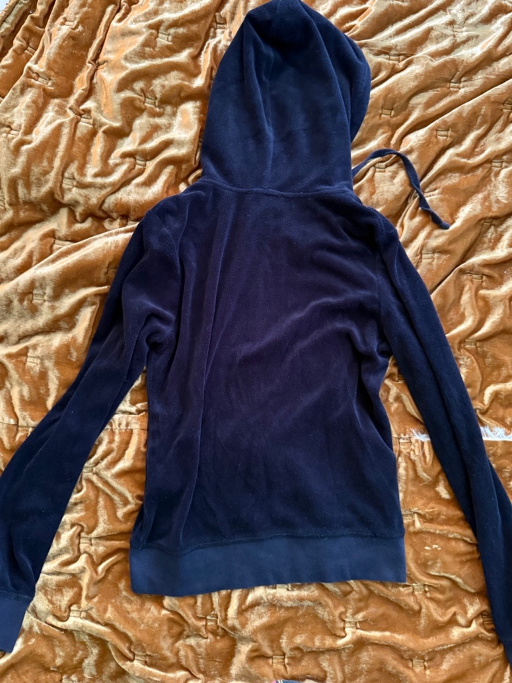 Last Chance! Juicy Couture Black Label Black Terrycloth Hoodie Size Small - Picture 3 of 7